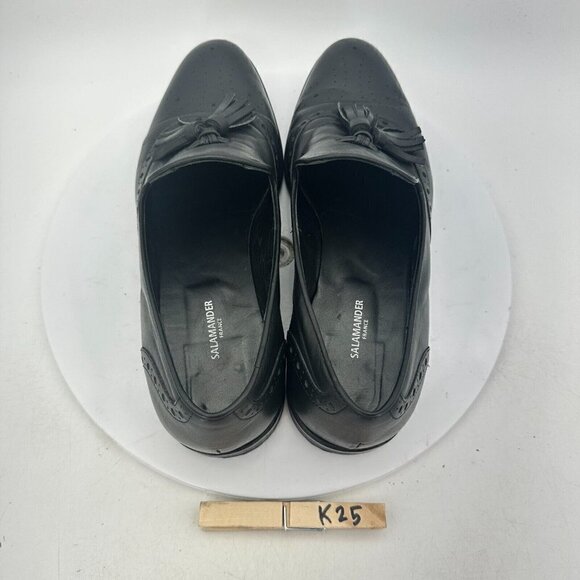 Salamander France Men Size 7.5 EU 40 Tasseled Loafer Slip On Shoes Black Leather - Picture 12 of 13